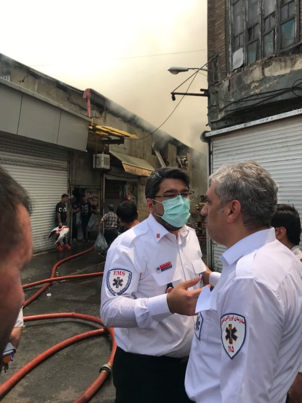 آخرین جزئیات از انتقال مصدومان آتش‌سوزی میدان گمرک به مراکز درمانی + عکس