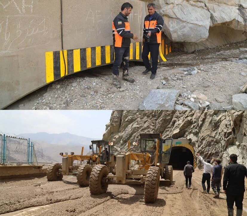 تصاویر عجیب از حجم گل و لای در جاده چالوس / دهانه یک تونل مسدود شد+ فیلم