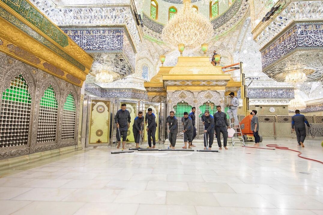 حرم امام حسین(ع) در آستانه محرم شستوشو شد+ تصاویر