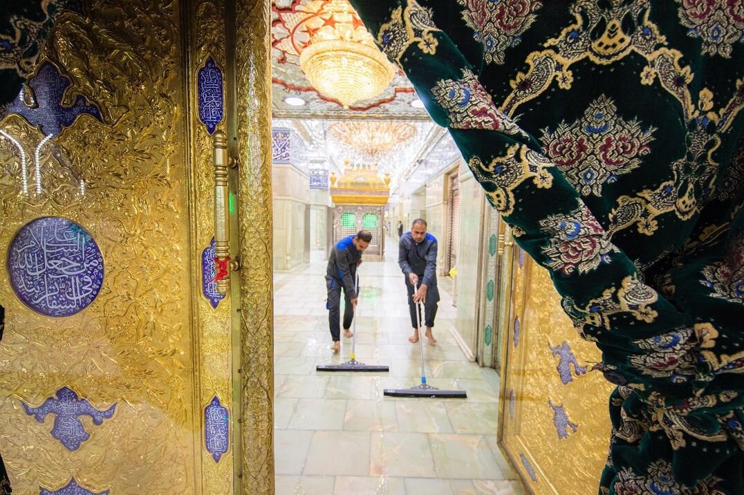 حرم امام حسین(ع) در آستانه محرم شستوشو شد+ تصاویر