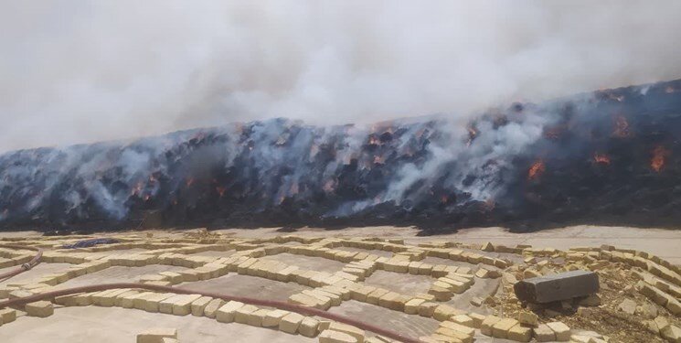 خاموشی کامل حریق انبار علوفه کشت و دام قیام شاهینشهر یک تا ۲ روز به طول میانجامد + عکس