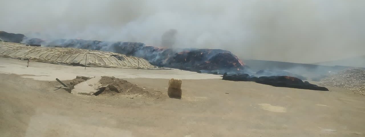 خاموشی کامل حریق انبار علوفه کشت و دام قیام شاهینشهر یک تا ۲ روز به طول میانجامد + عکس