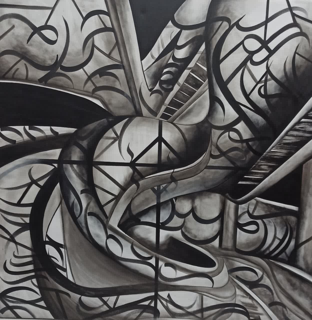 بیان معاصر تلفیق هنر نقاشی و خط در نمایشگاه «دهلیز ۲»