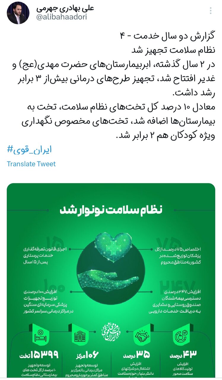 تجهیز نظام سلامت در دولت سیزدهم