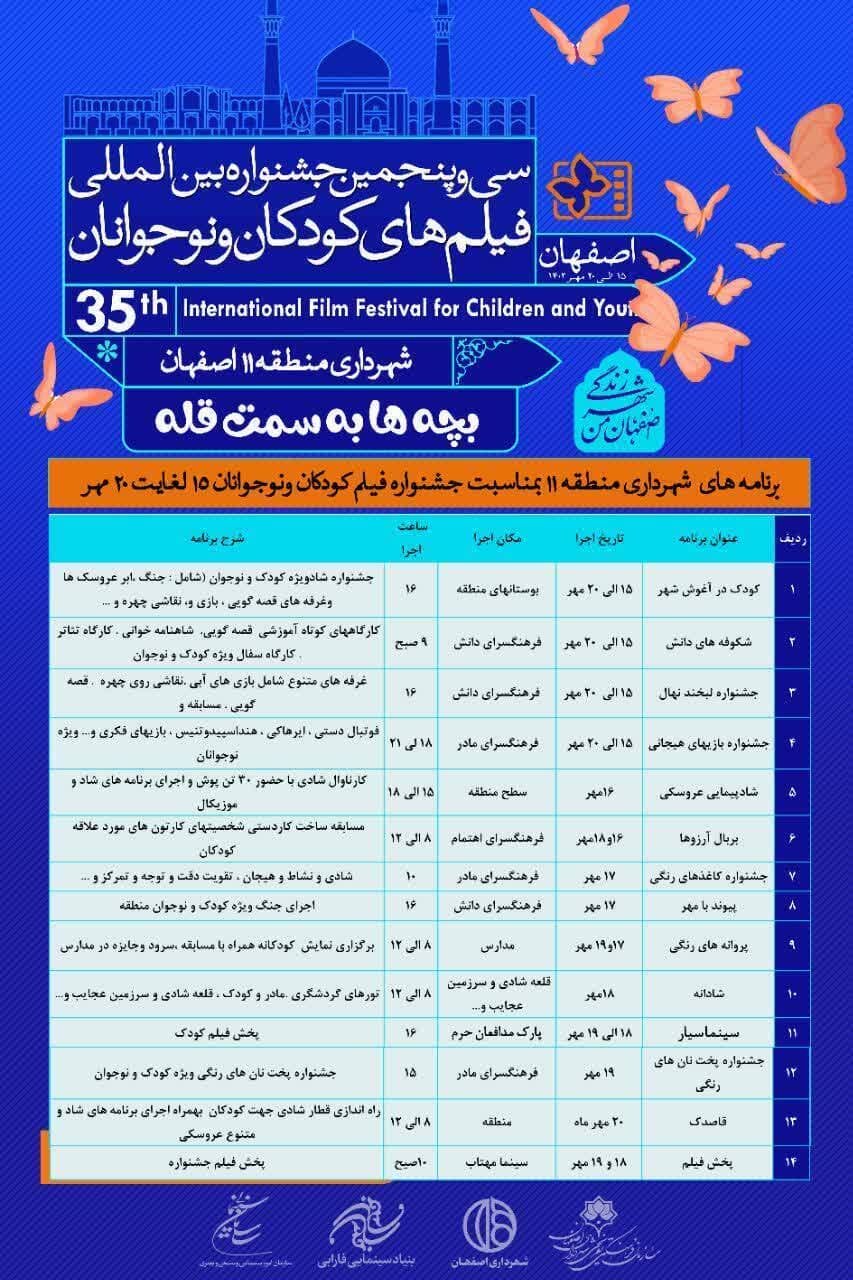 پرواز پروانه‌های جشنواره کودک در منطقه ۱۱ شهرداری اصفهان