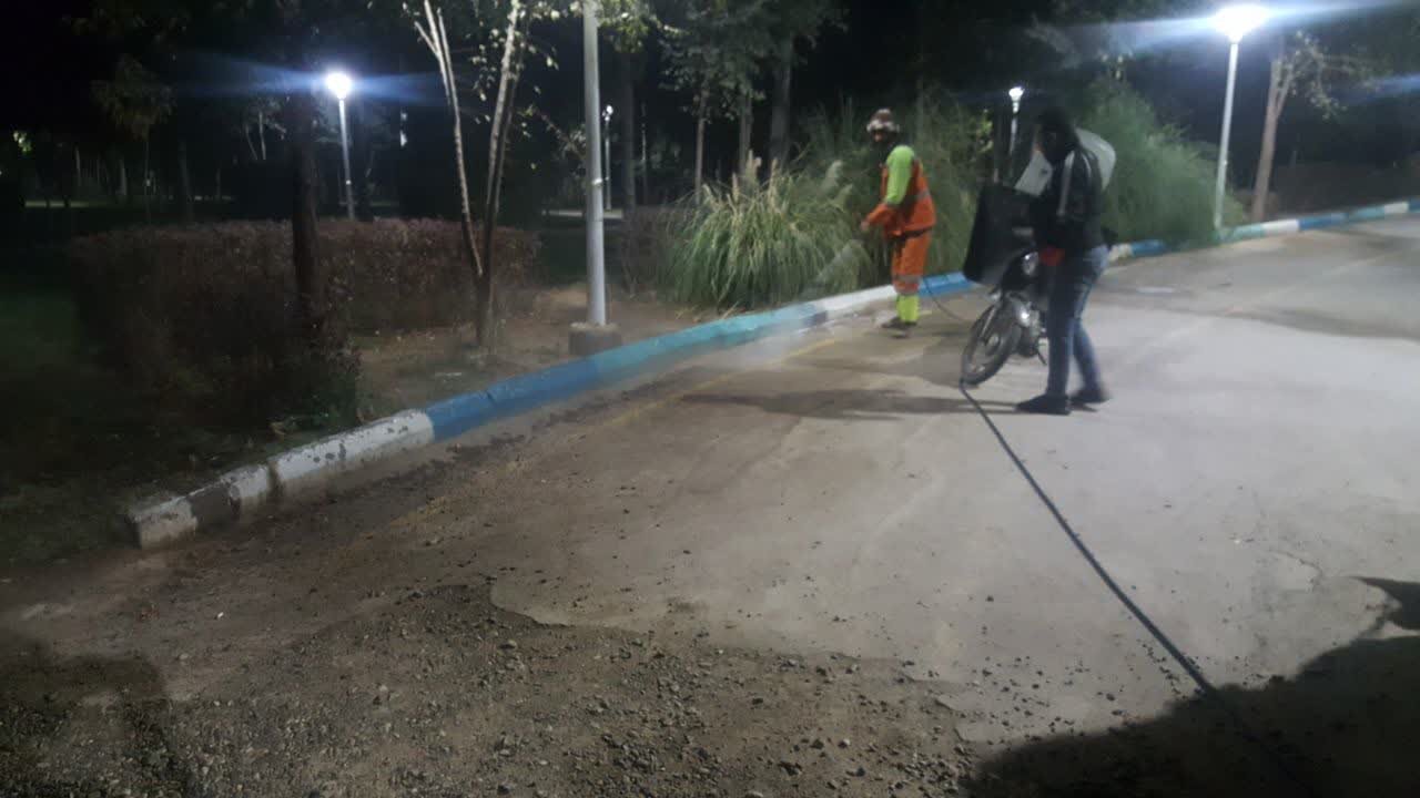 نظافت و شستوشوی روزانه جاده سلامت در ناژوان