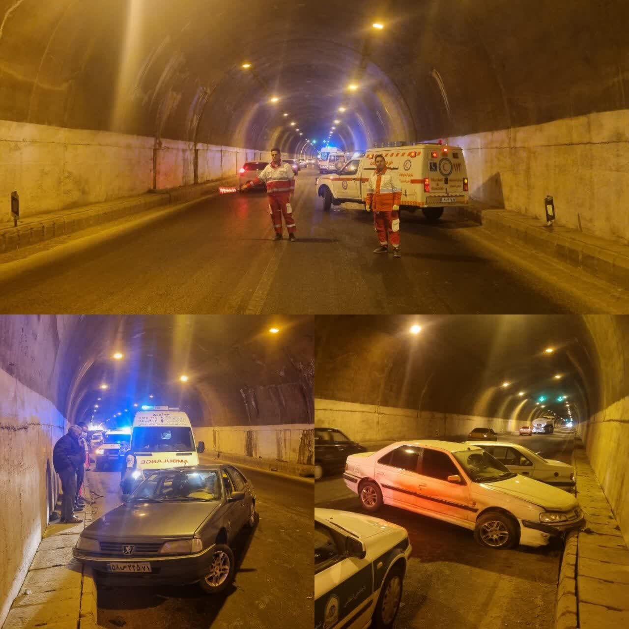 تصادف زنجیرهای ۳ پژو در تونل گردنه رخ ۳ فوتی و مصدوم داشت + عکس