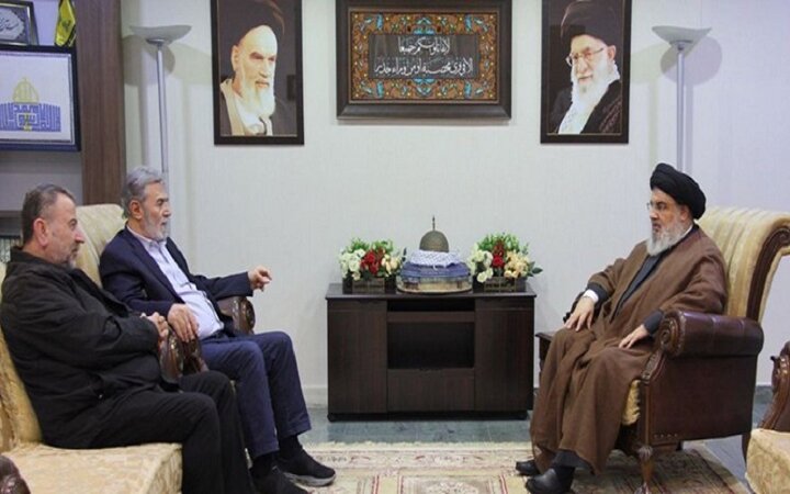 رهبران حماس و جهاد اسلامی با سیدحسن نصرالله دیدار کردند