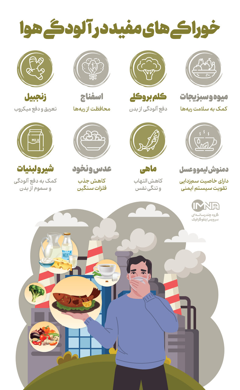 خوراکی های مفید در آلودگی هوا
