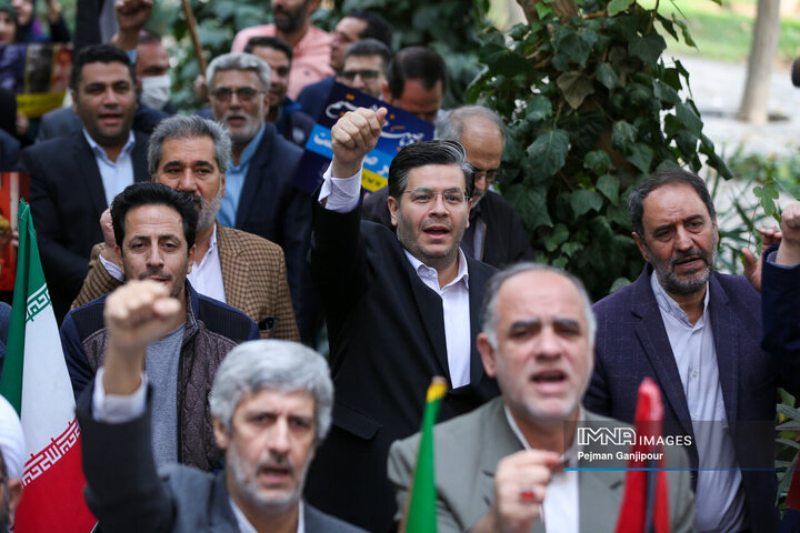 تجمع اعتراضی اصحاب رسانه اصفهان علیه جنایات رژیم صهیونیستی