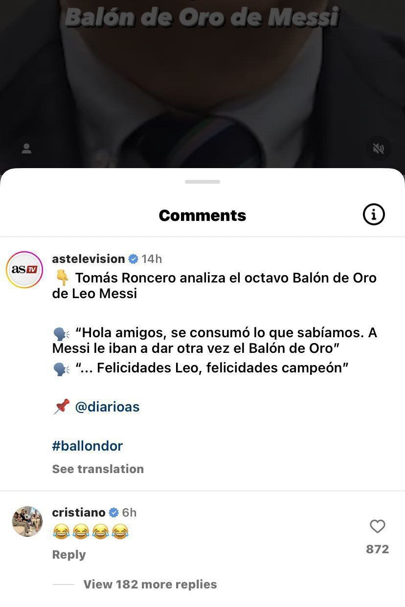 واکنش عجیب کریس رونالدو به بردن توپ طلا توسط مسی +عکس