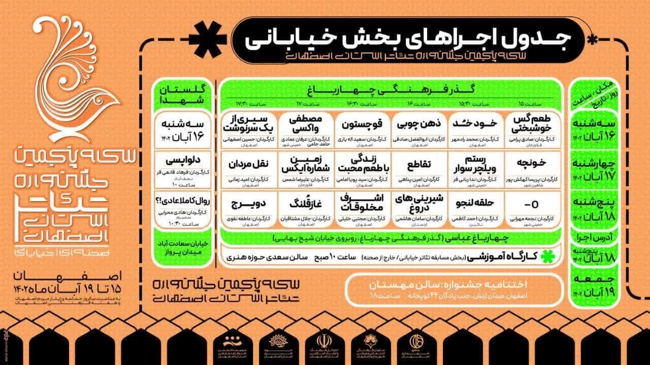 اجرای ۳۱ تئاتر صحنه‌ای و خیابانی در جشنواره تئاتر استان اصفهان