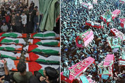 تشییع ۳۷۰ شهید هم‌زمان؛ دیروز اصفهان امروز غزه