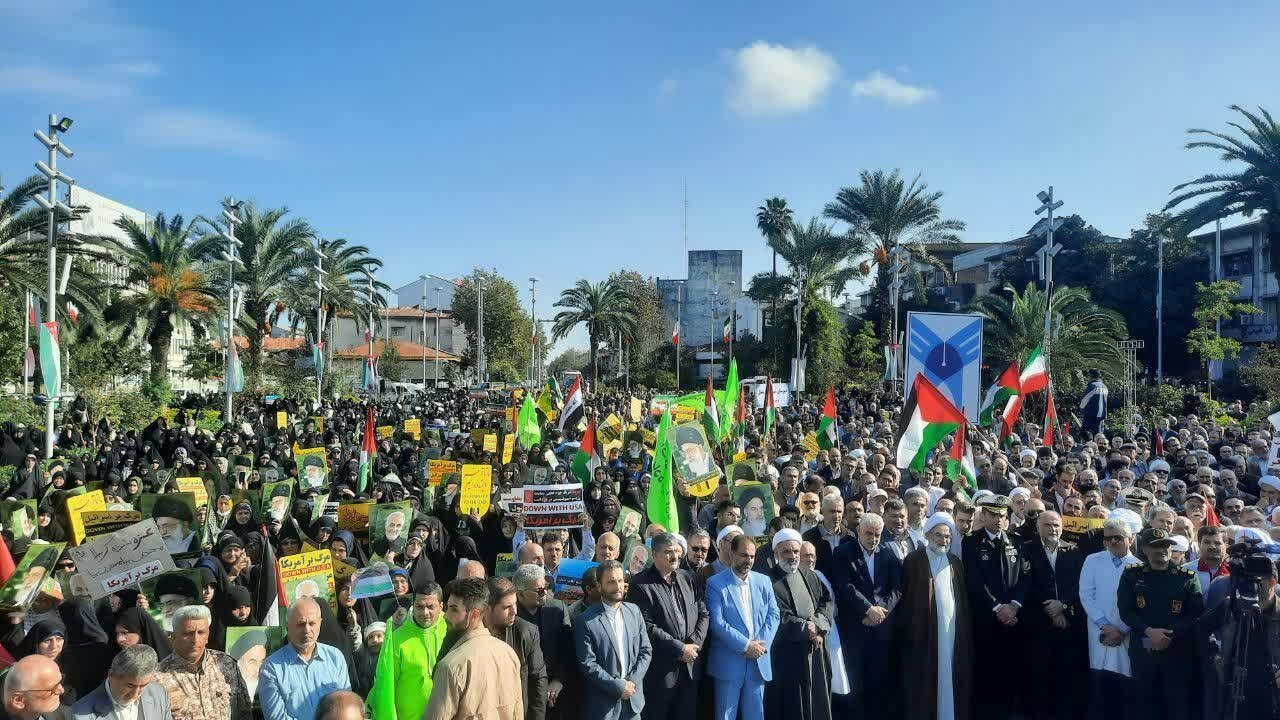 تجمع مردم گیلان در حمایت از مردم مظلوم فلسطین + تصاویر