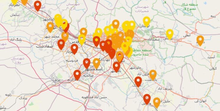 شاخص آلودگی هوای تهران امروز سه شنبه ۲۱ آذر