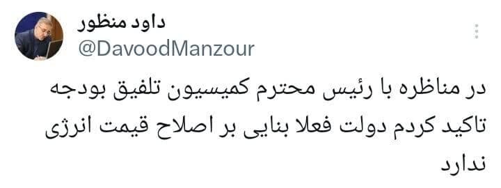 دولت فعلا بنایی بر اصلاح قیمت انرژی ندارد