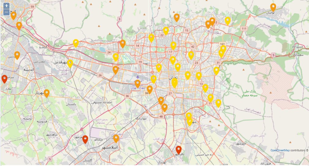 شاخص آلودگی هوای تهران امروز چهارشنبه ۲۲ آذر