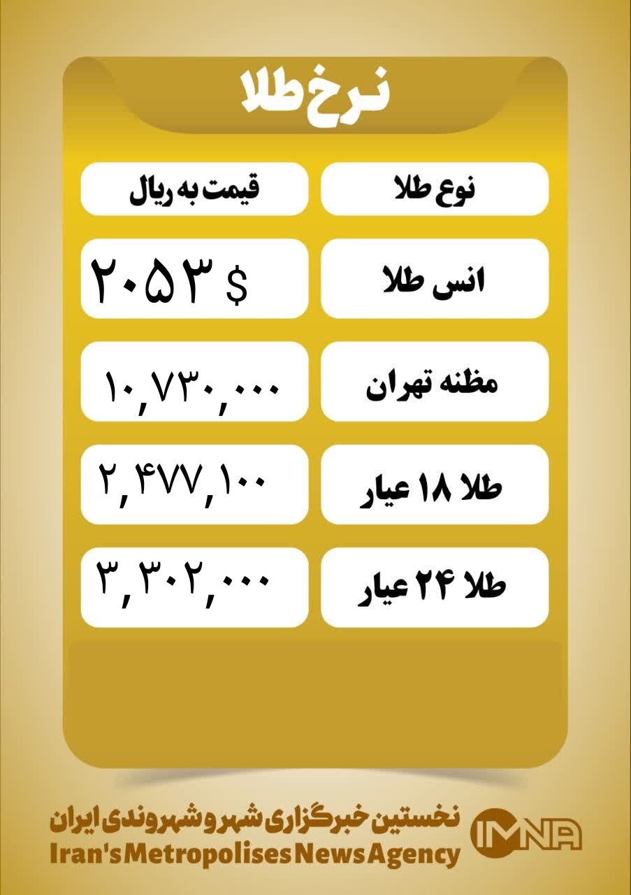 قیمت طلا امروز ۲ دی ۱۴۰۲