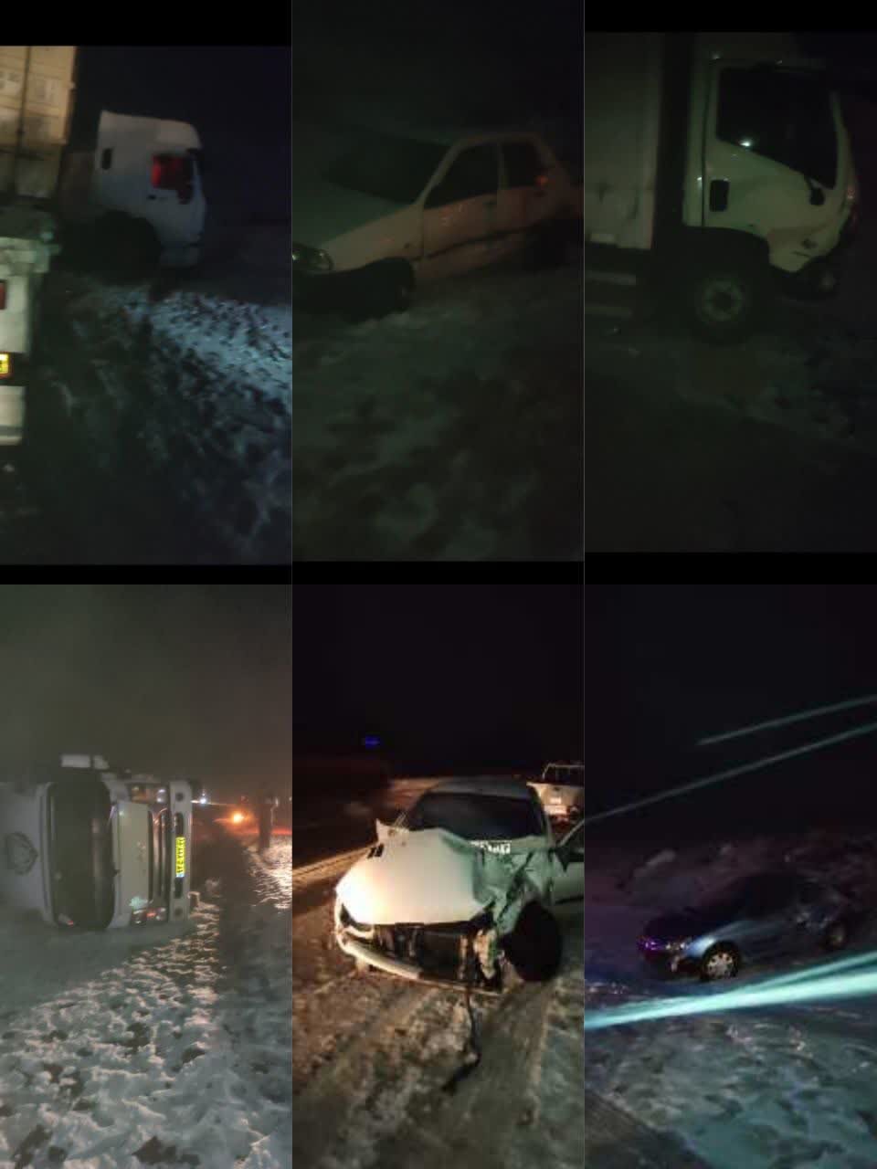 تصادف زنجیره‌ای ۱۳ خودرو در آزادراه شیراز - اصفهان+ عکس