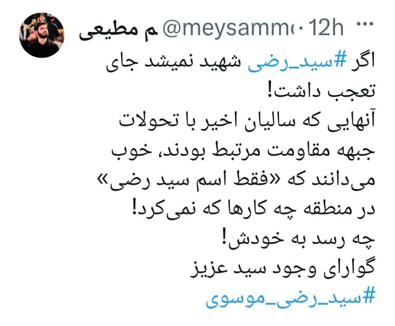 طوفان واکنشها به شهادت سیدرضی/ ما تو را به حاجی میشناختیم