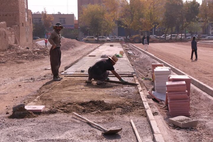 پیشرفت ۶۵ درصدی پروژه پیاده‌روسازی خیابان نگارستان