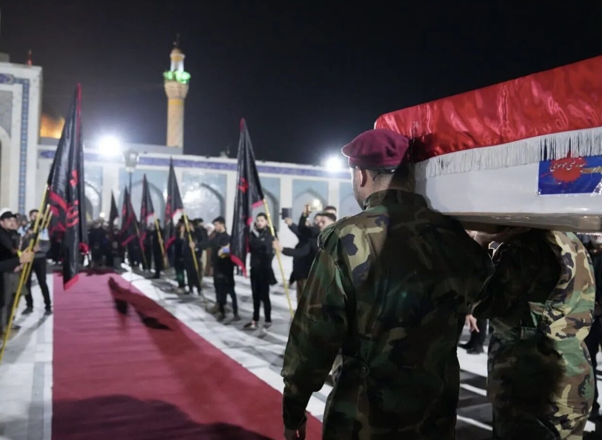 وداع با پیکر شهید سیدرضی موسوی در حرمهای سوریه+فیلم و عکس