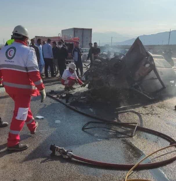 عارضه قلبی راننده علت حادثه مرگبار اتوبان کاشان - قم اعلام شد + عکس