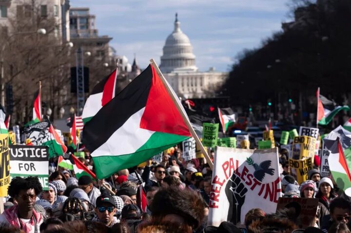 تظاهرات آمریکایی‌ها مقابل کاخ سفید/ به بایدن نسل‌کش رای نمی‌دهیم