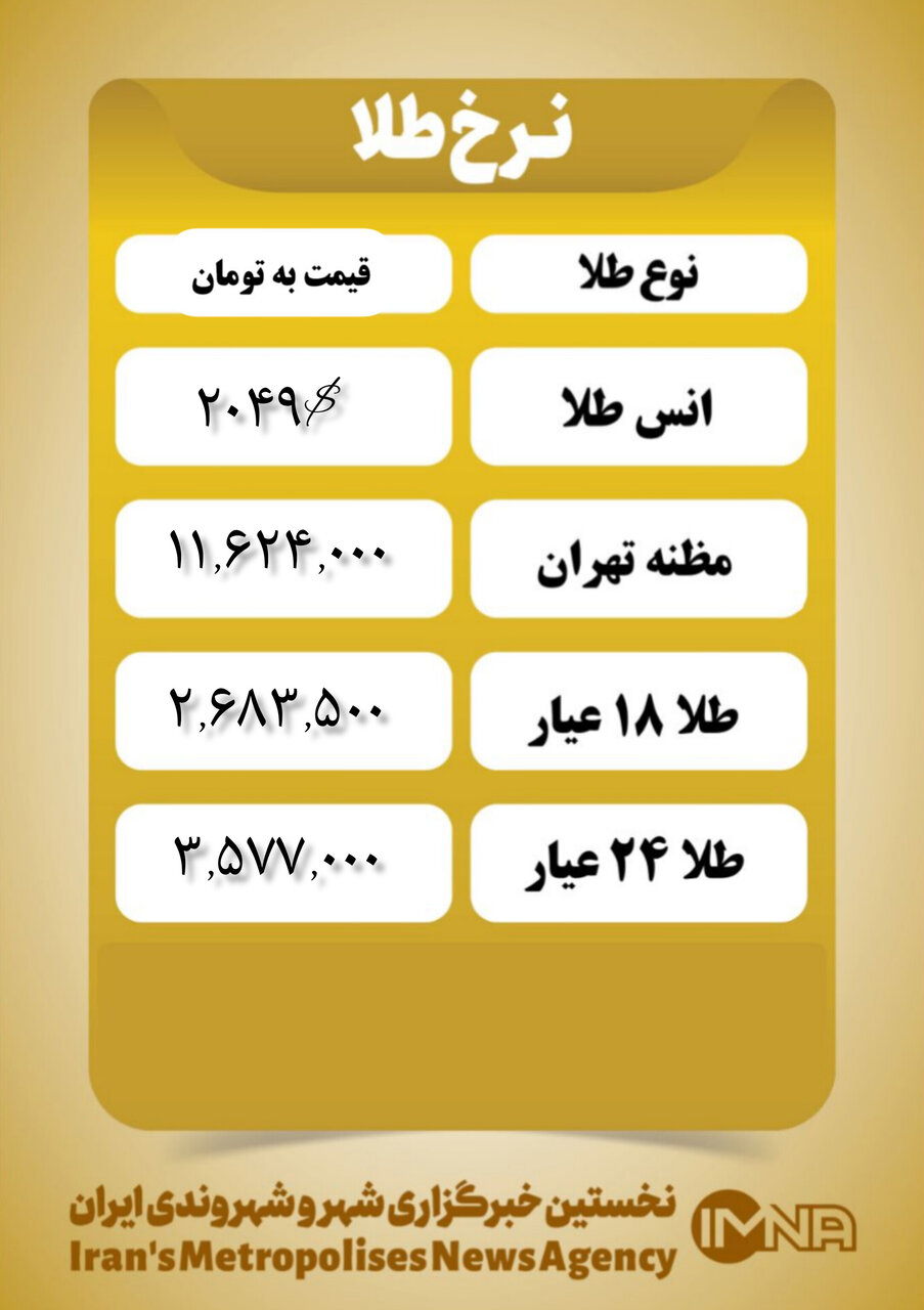 قیمت طلا امروز ۲۶ دی ۱۴۰۲