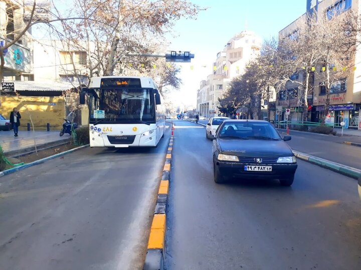خط ویژه اتوبوس در خیابان شمس‌آبادی ایجاد شد