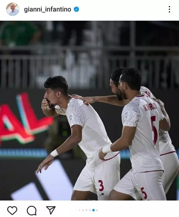 اینفانتینو پیروزی ساحلیبازان ایران را تبریک گفت