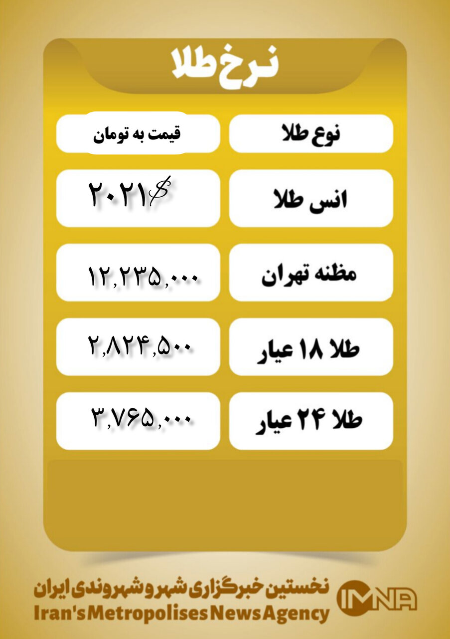 قیمت طلا امروز ۱ اسفند ۱۴۰۲