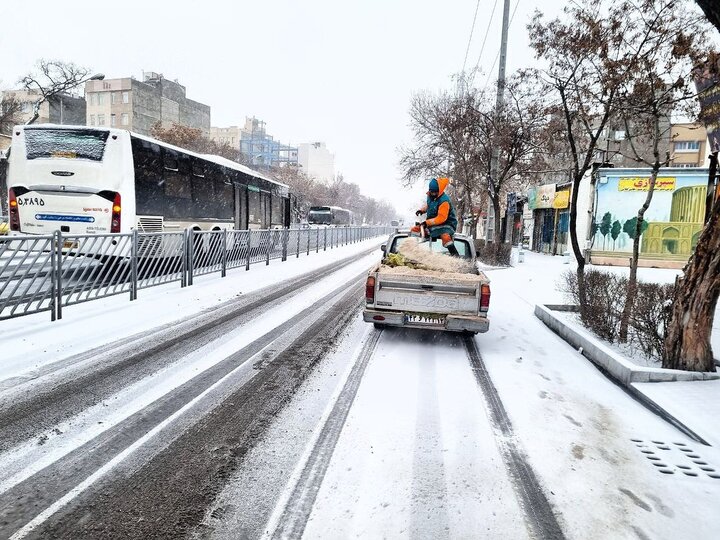 آماده‌باش کامل نیروهای خدمات شهری مشهد در پی بارش برف
