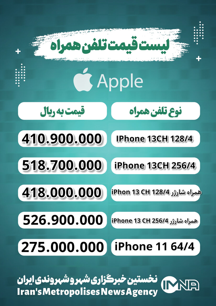 قیمت گوشی اپل + دانلود لیست جدیدترین، پرفروش ترین و ارزان ترین موبایل امروز (۱۱ فروردین)