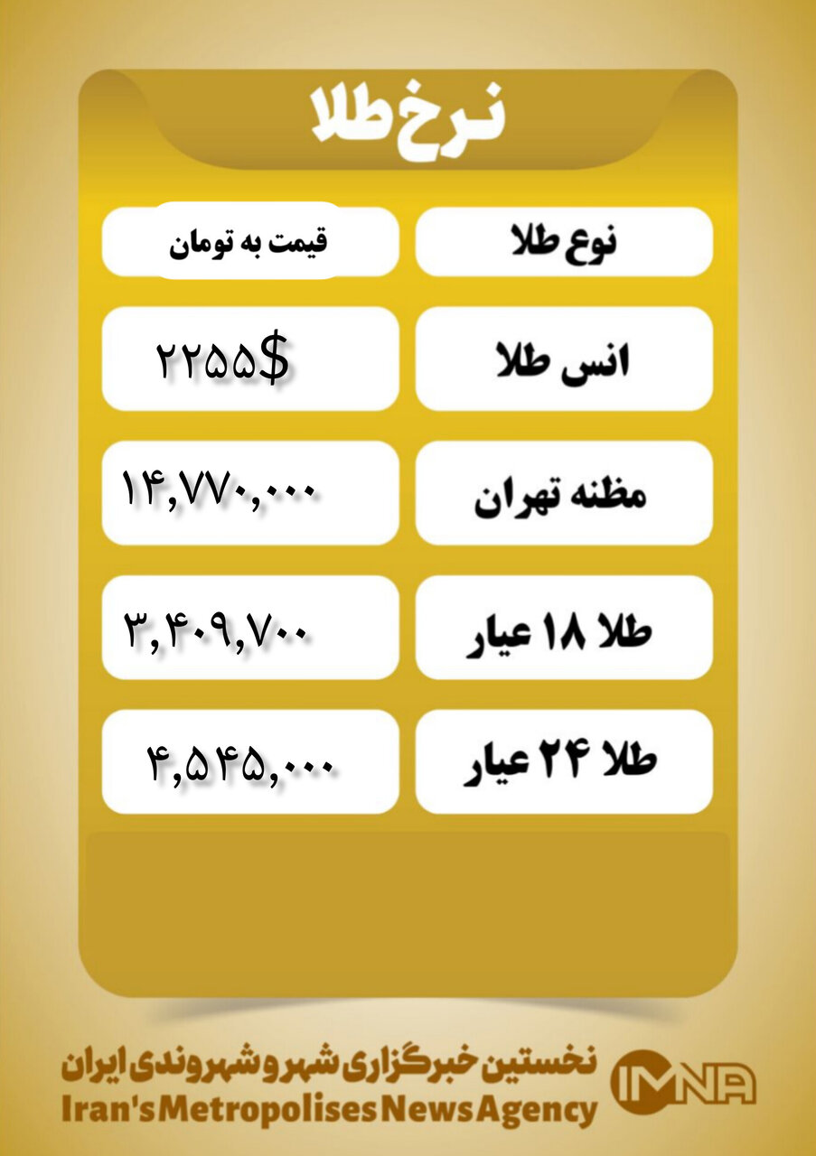 قیمت طلا امروز ۱۴ فروردین ۱۴۰۳