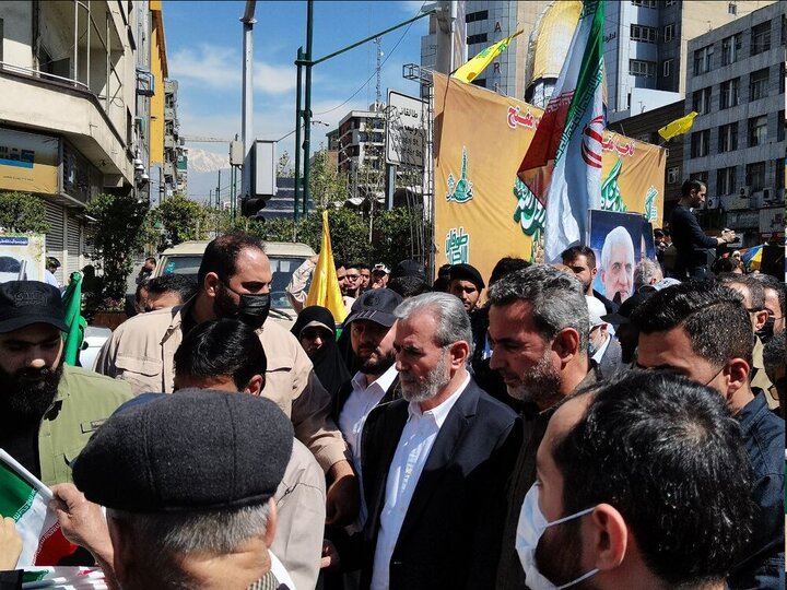 حضور دبیرکل جنبش جهاد اسلامی فلسطین در راهپیمایی روز قدس در تهران