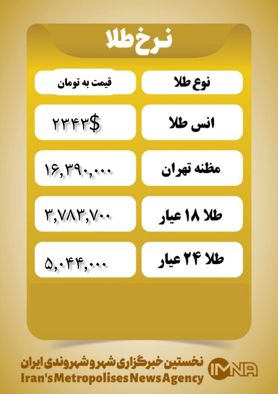 قیمت طلا امروز ۲۵ فروردین ۱۴۰۳