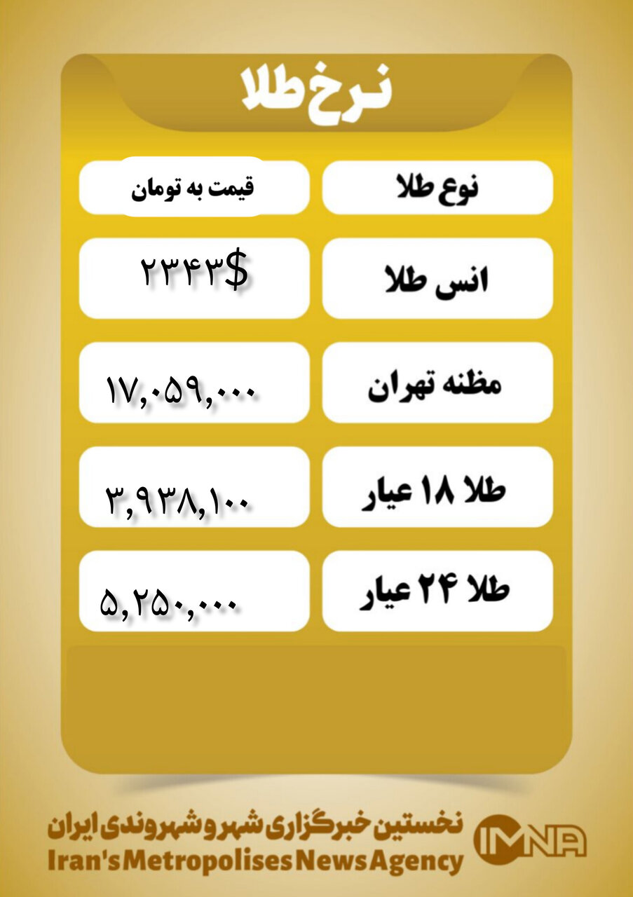 قیمت طلا امروز ۲۶ فروردین ۱۴۰۳