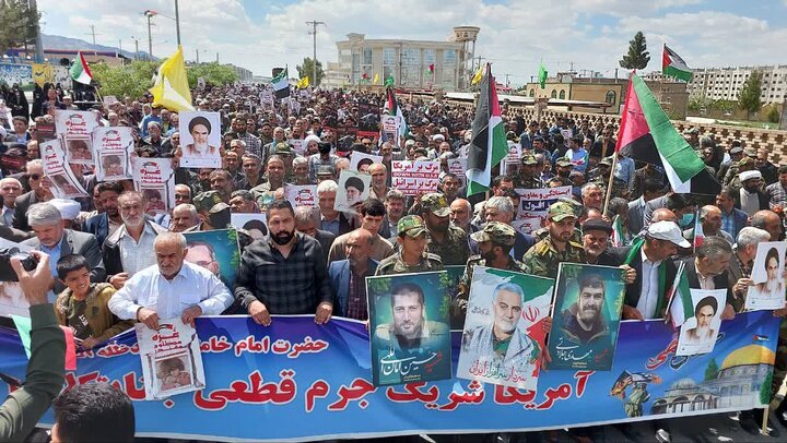 راهپیمایی مردم بیرجند در حمایت از عملیات وعده صادق و مردم غزه+ فیلم و عکس
