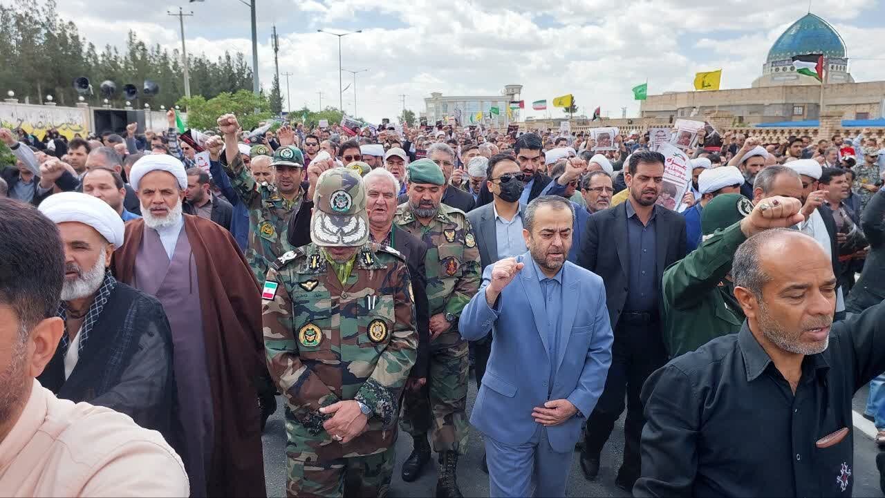 راهپیمایی مردم بیرجند در حمایت از عملیات وعده صادق و مردم غزه+ فیلم و عکس