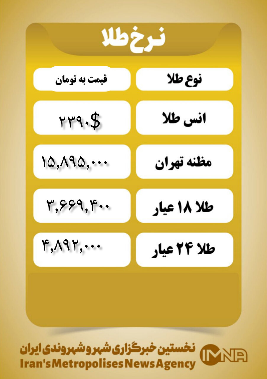 قیمت طلا امروز ۲ اردیبهشت ۱۴۰۳