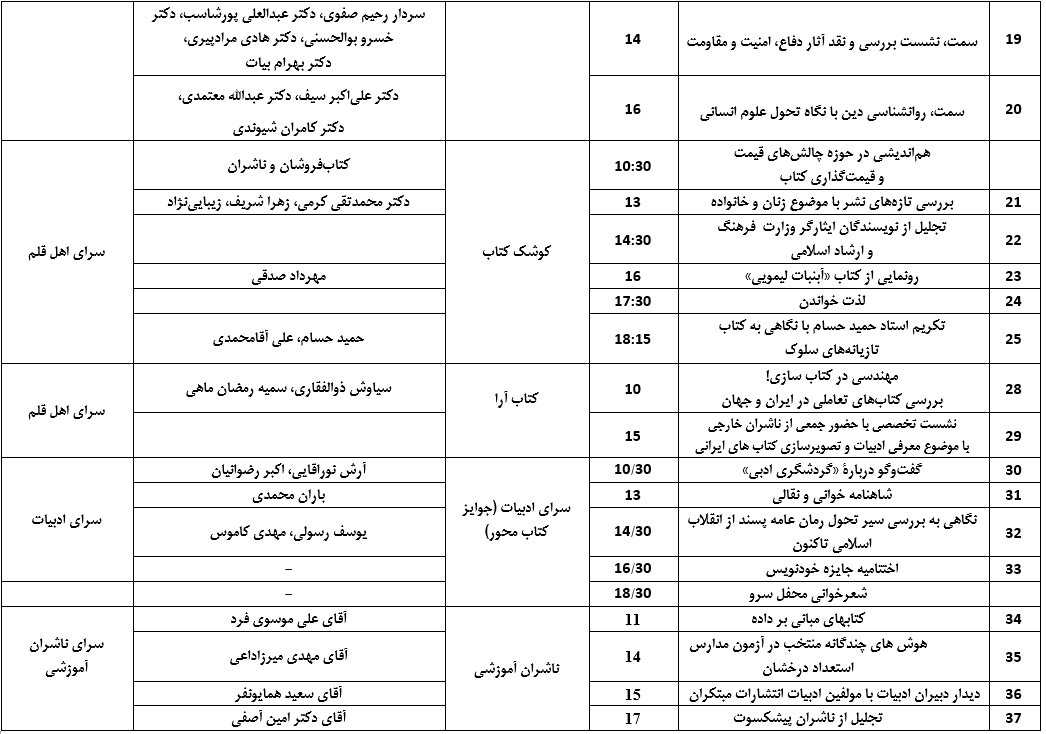 برنامه‌های هفتمین روز از رویداد سی‌وپنجم اعلام شد