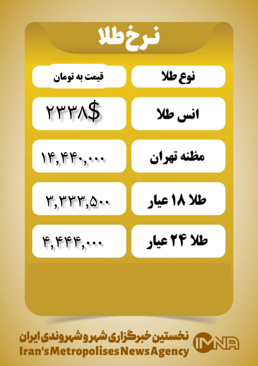 قیمت طلا امروز ۲۵ اردیبهشت ۱۴۰۳