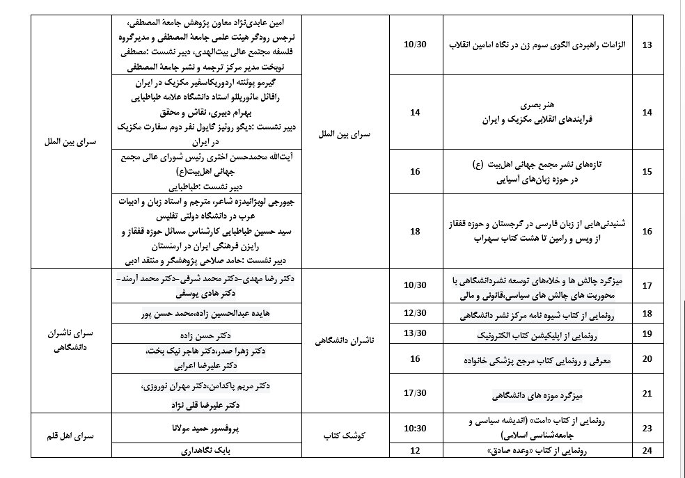 ۳۹ نشست فرهنگی در هشتمین روز از سیوپنجمین نمایشگاه کتاب