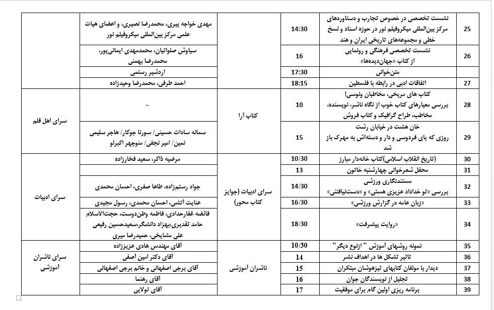 ۳۹ نشست فرهنگی در هشتمین روز از سیوپنجمین نمایشگاه کتاب