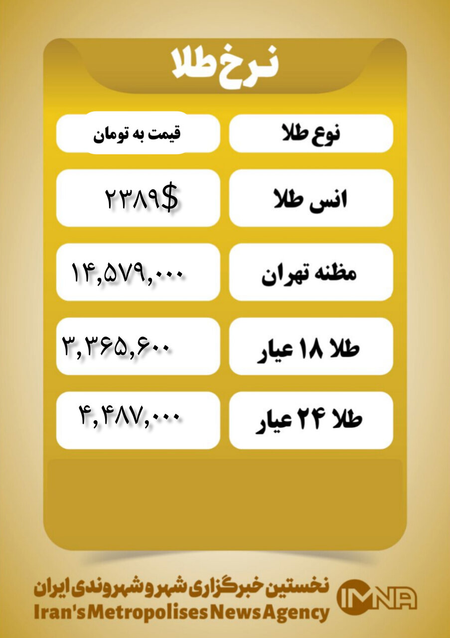 قیمت طلا امروز ۲۷ اردیبهشت ۱۴۰۳