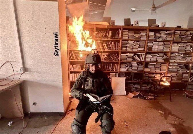 اشغالگران صهیونیست کتابخانه دانشگاه الاقصی را آتش زدند