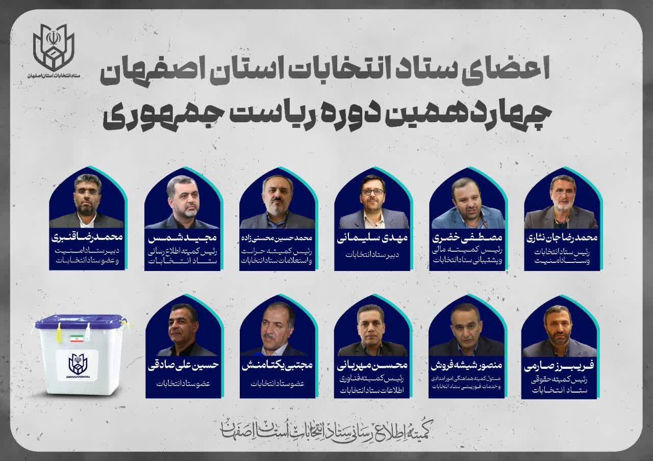 انتصاب اعضای ستاد انتخابات چهاردهمین دوره ریاست جمهوری در استان اصفهان