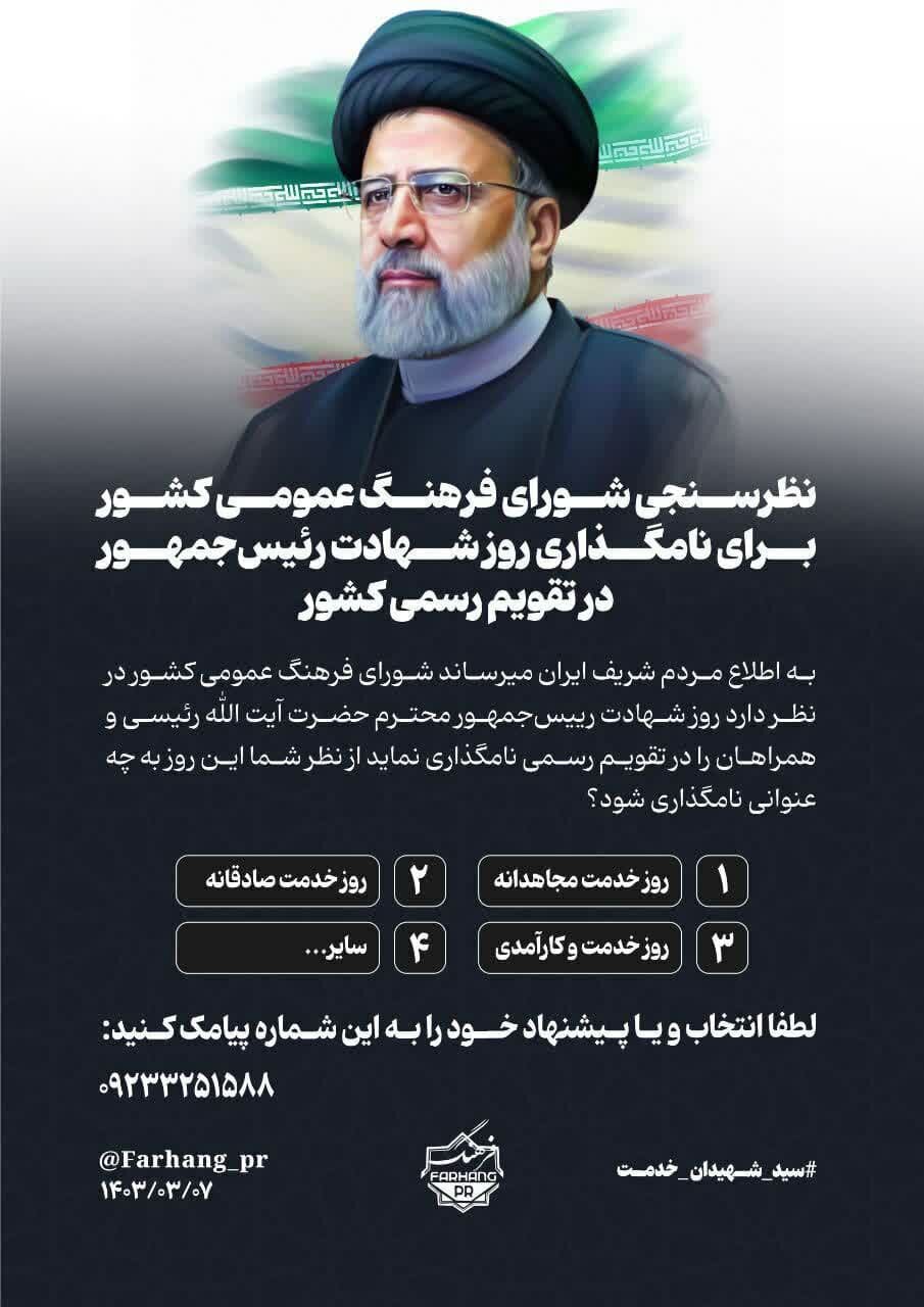 نظرسنجی شورای فرهنگ عمومی برای نامگذاری روز شهادت رئیسجمهور در تقویم+ نحوه شرکت