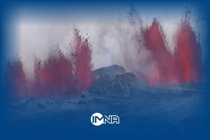 فیلم| پرتاب گدازه‌های آتشفشان تا ارتفاع ۵۰ متری